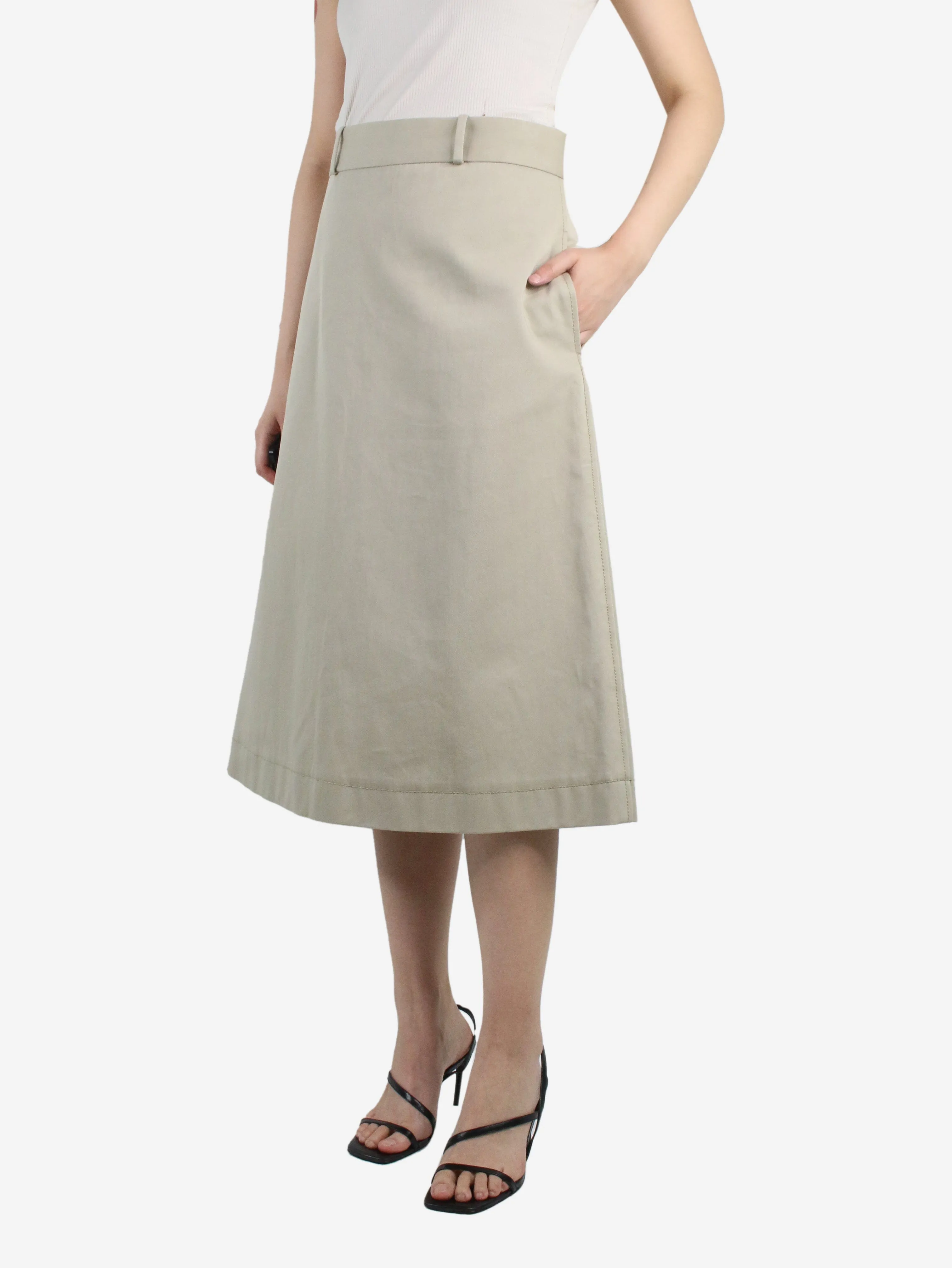 Neutral Button up midi skirt - size UK 10