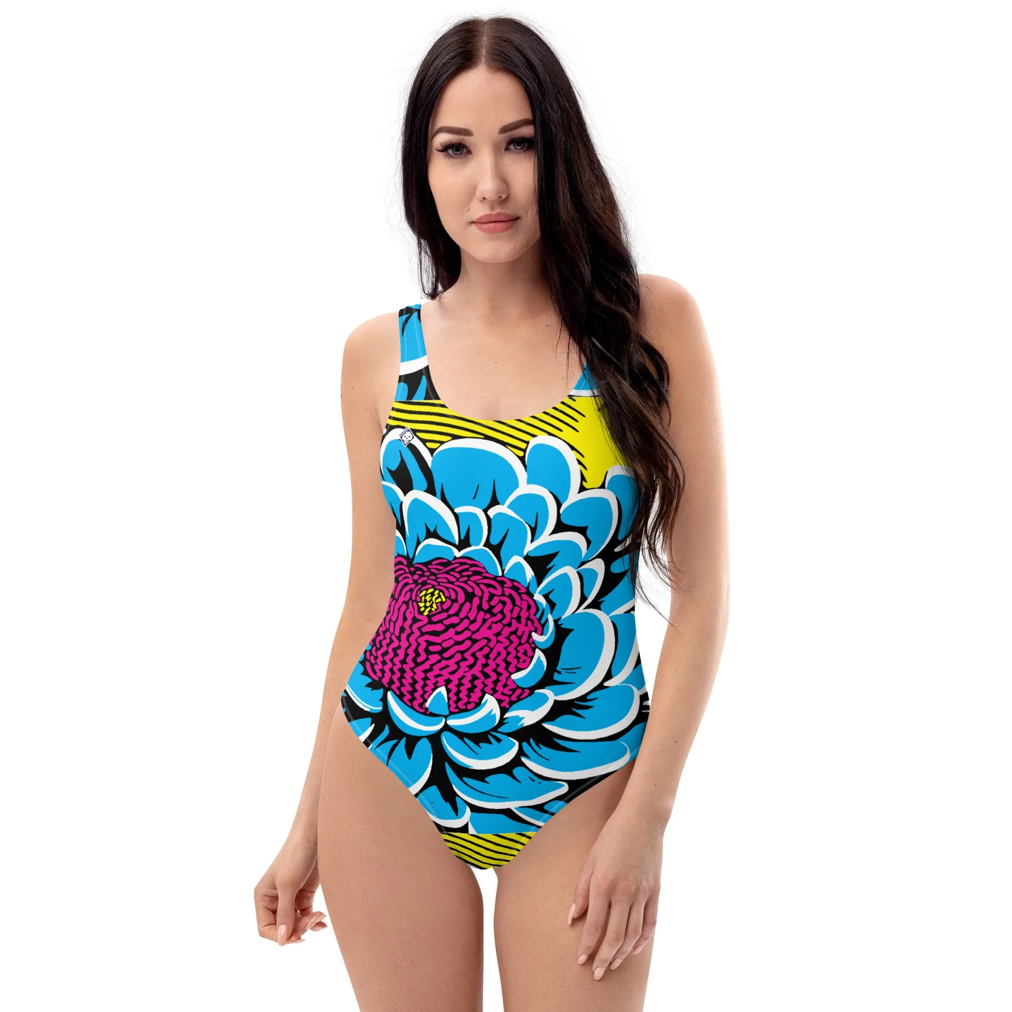 One-Piece Beach Bloom: Women's Dahlia Print 002 One-Piece Swimsuit