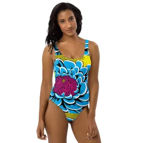 One-Piece Beach Bloom: Women's Dahlia Print 002 One-Piece Swimsuit