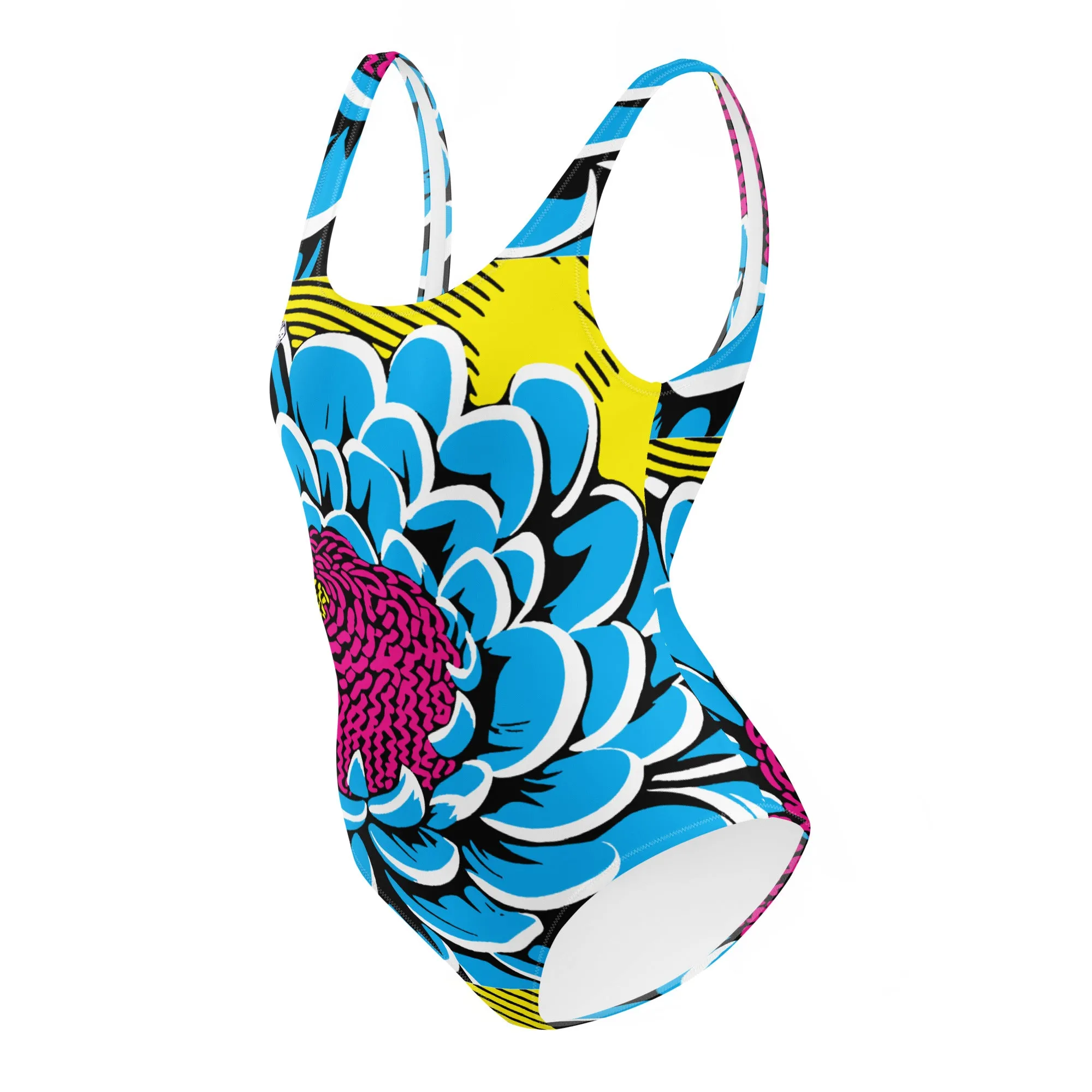 One-Piece Beach Bloom: Women's Dahlia Print 002 One-Piece Swimsuit