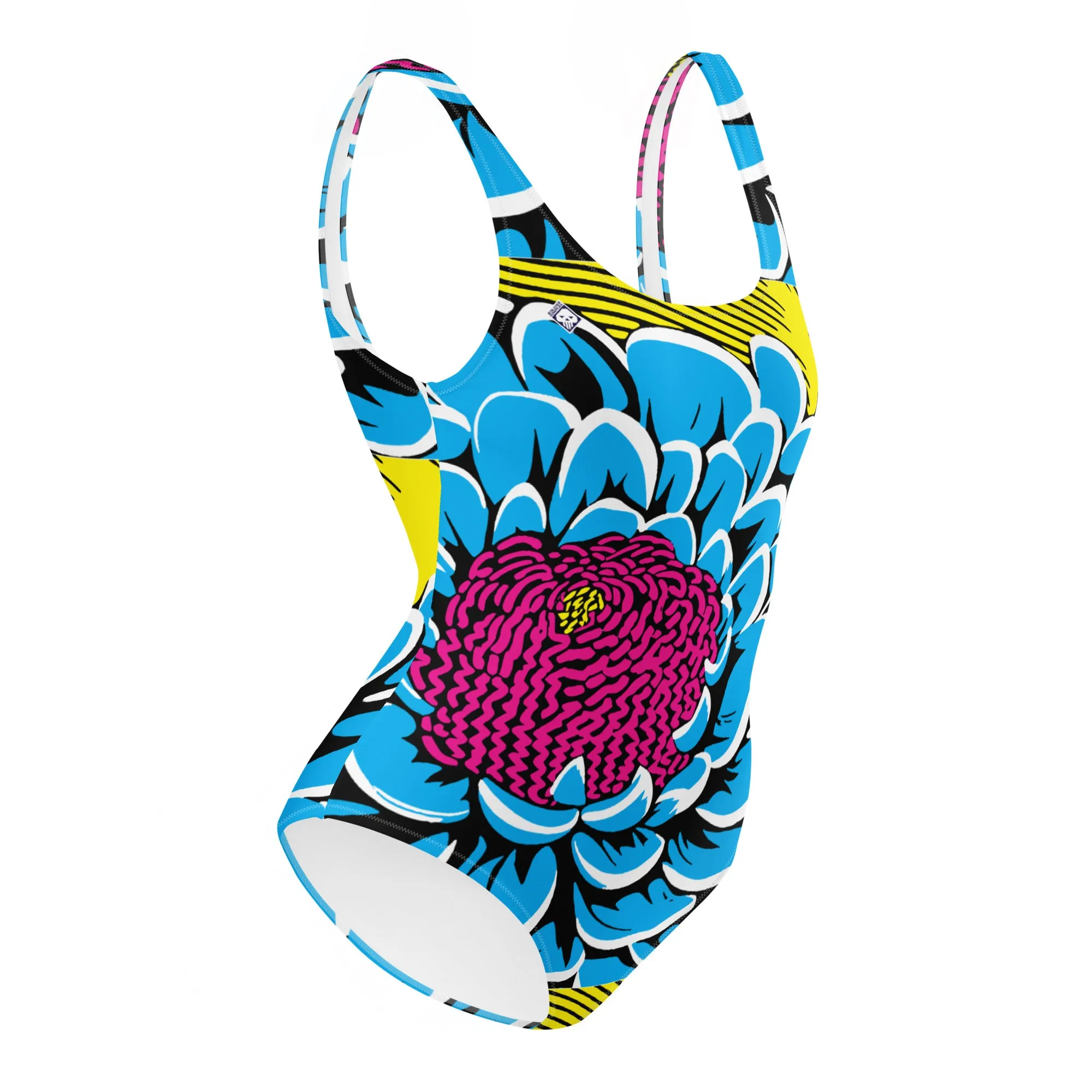 One-Piece Beach Bloom: Women's Dahlia Print 002 One-Piece Swimsuit