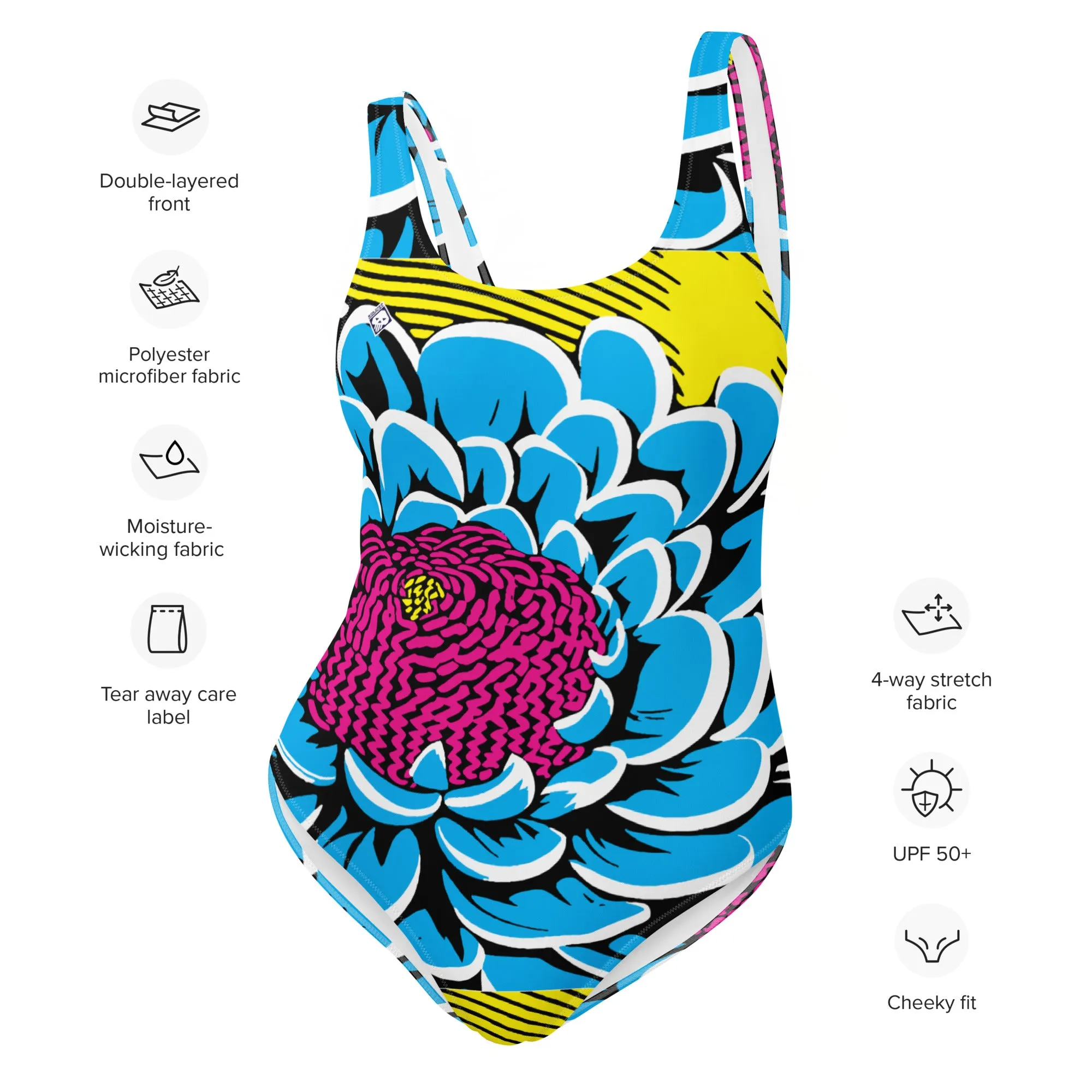 One-Piece Beach Bloom: Women's Dahlia Print 002 One-Piece Swimsuit