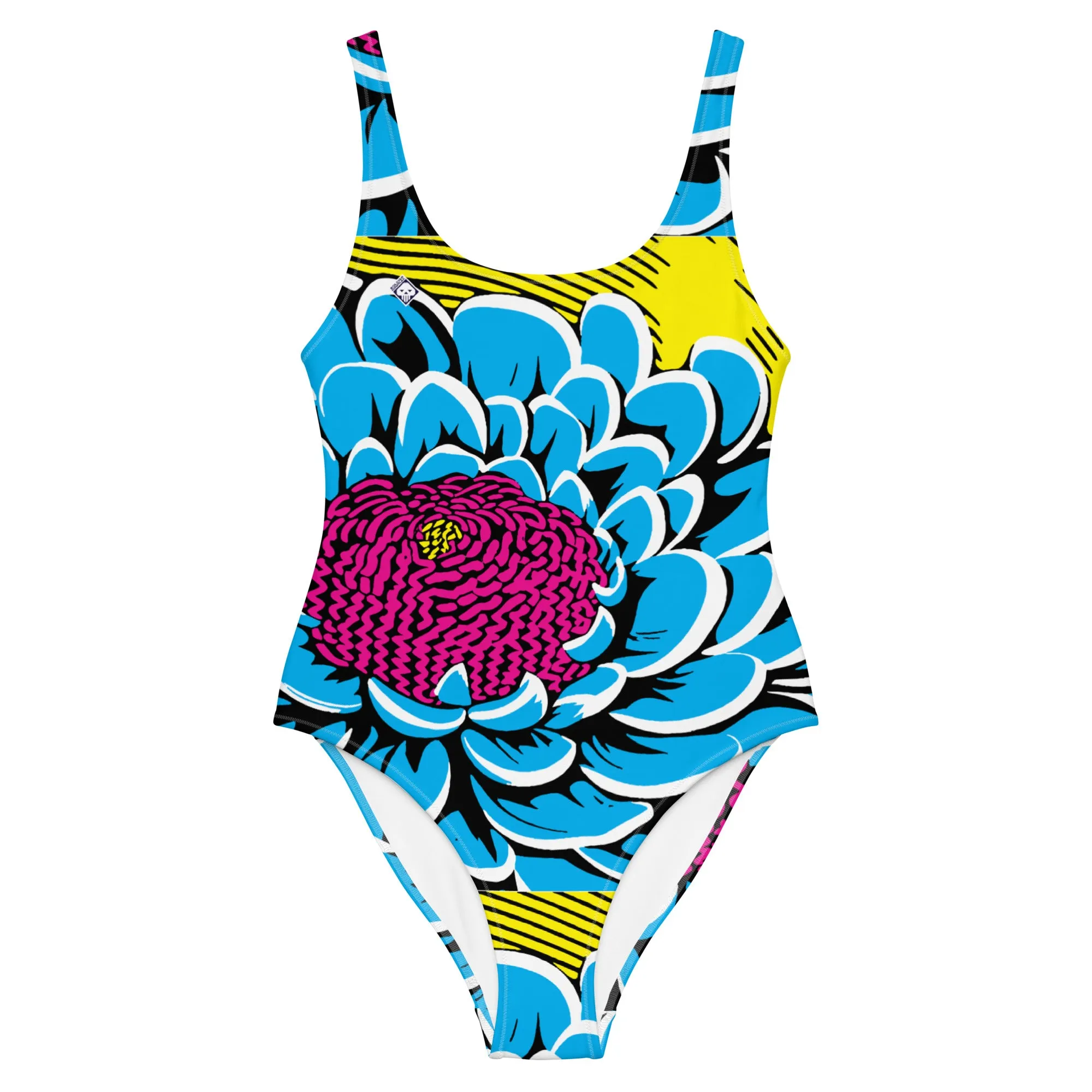 One-Piece Beach Bloom: Women's Dahlia Print 002 One-Piece Swimsuit