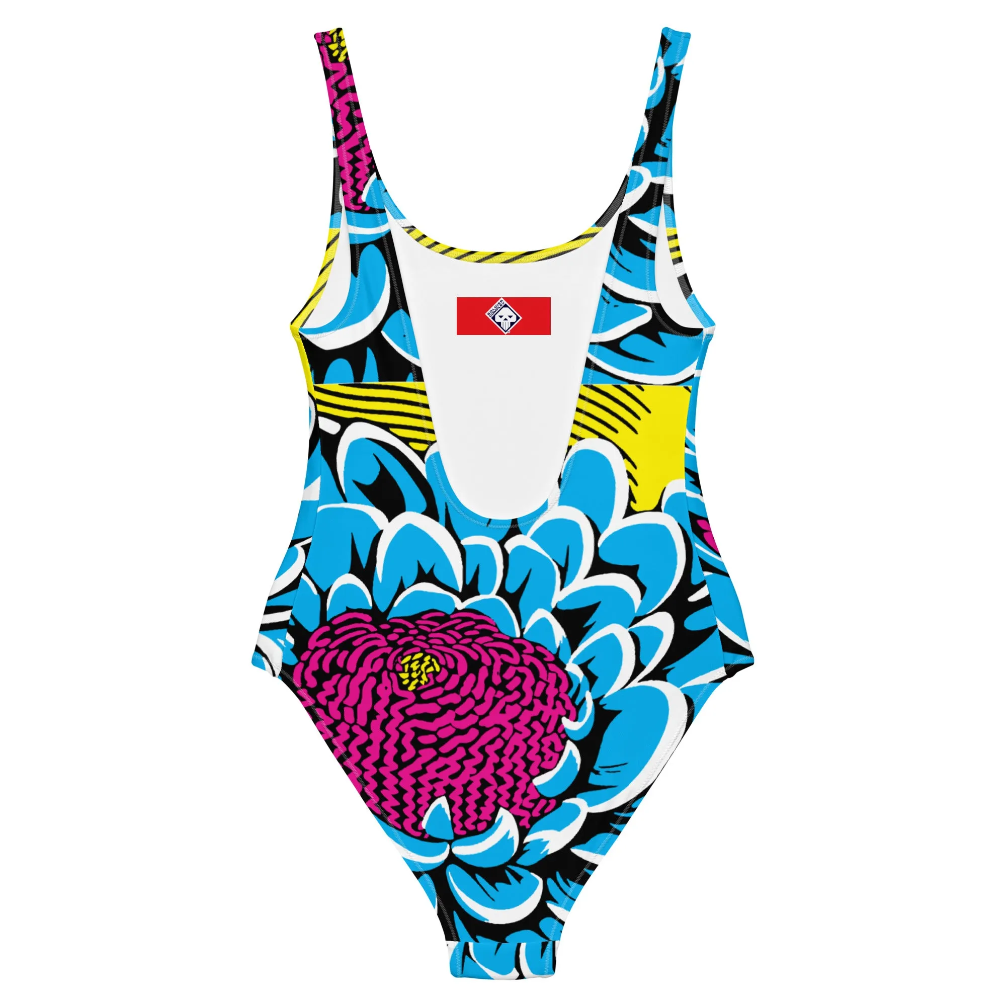 One-Piece Beach Bloom: Women's Dahlia Print 002 One-Piece Swimsuit