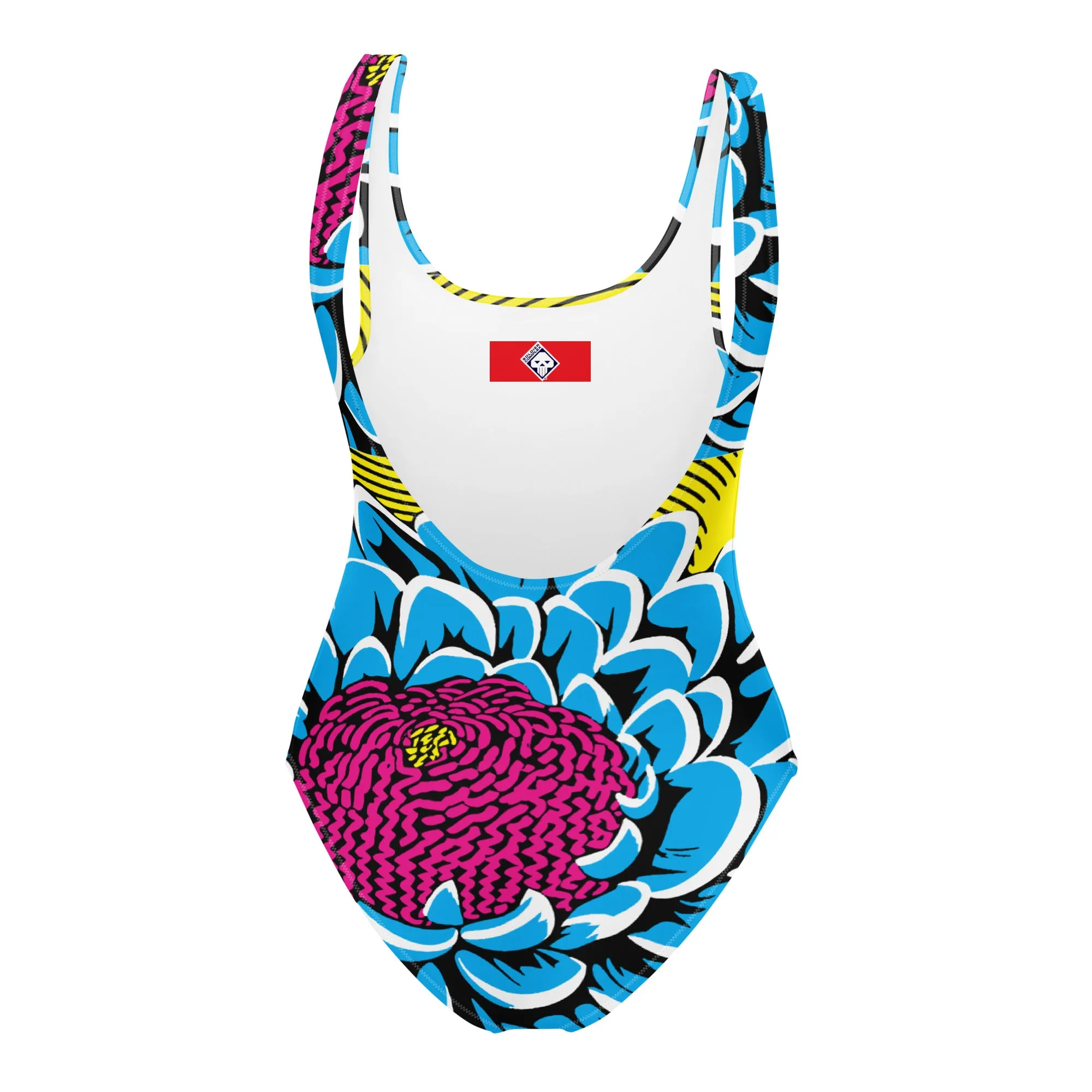 One-Piece Beach Bloom: Women's Dahlia Print 002 One-Piece Swimsuit