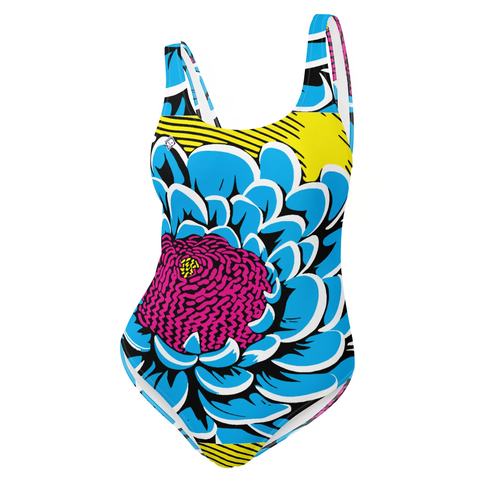 One-Piece Beach Bloom: Women's Dahlia Print 002 One-Piece Swimsuit