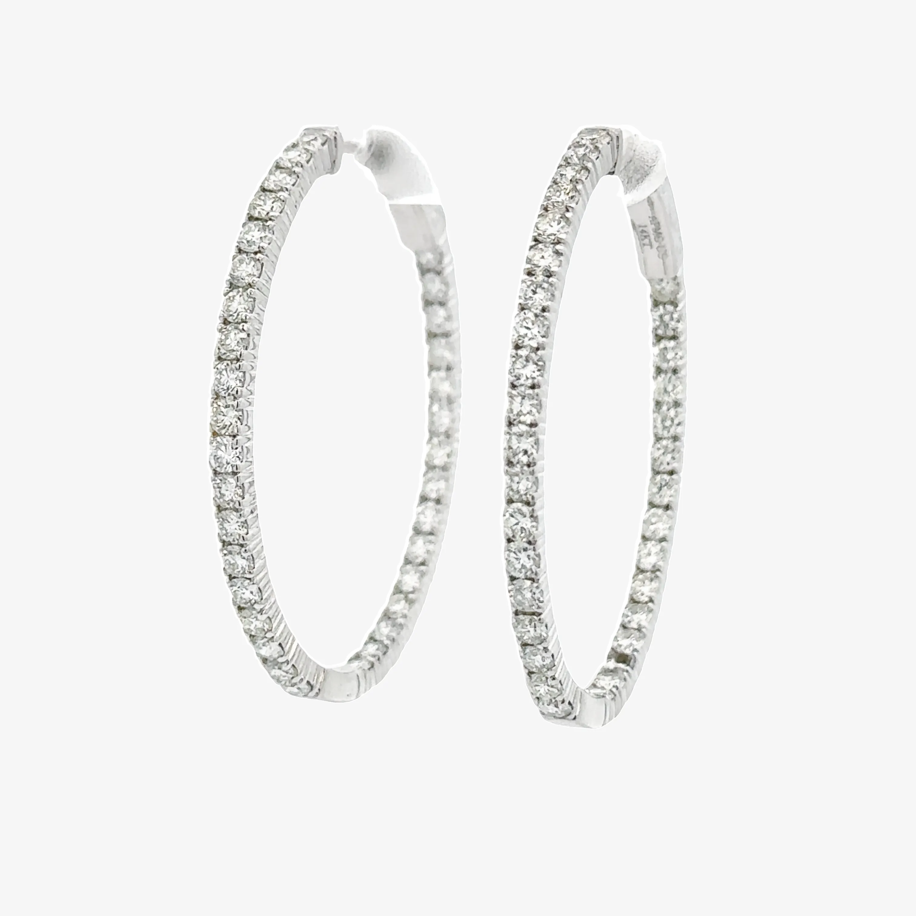 Oval 1.5 Eternity 2.40CT Hoop Earrings