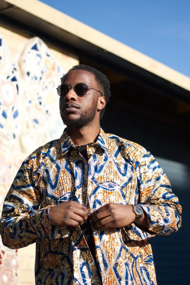 Oversized African Shirt in Gold Orange