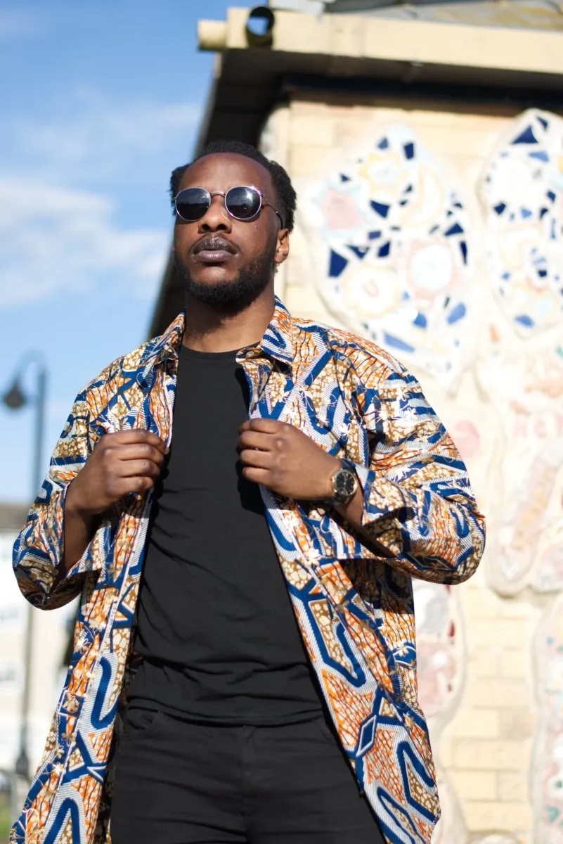 Oversized African Shirt in Gold Orange