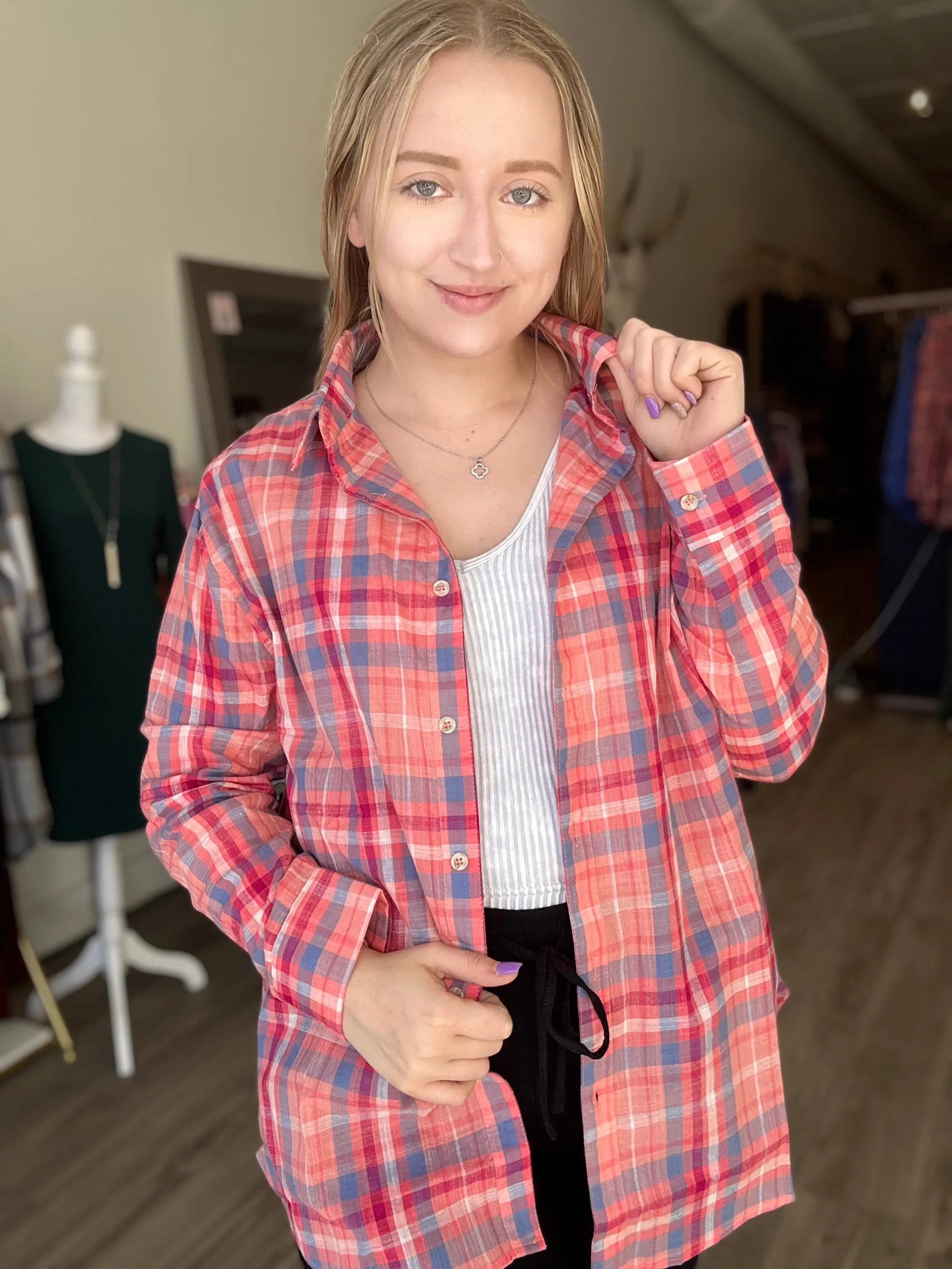 Pink Multi Button Up Shirt