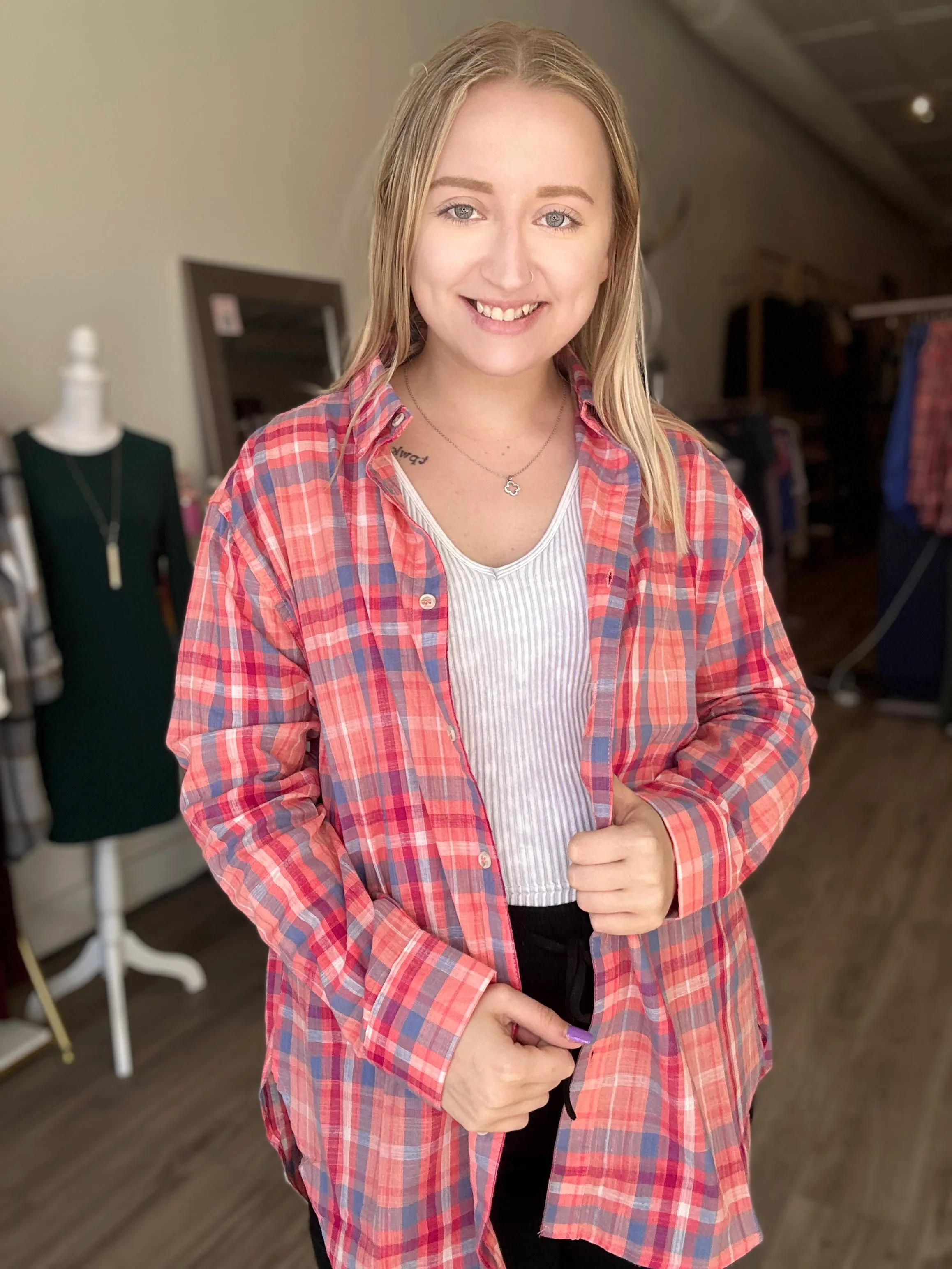 Pink Multi Button Up Shirt