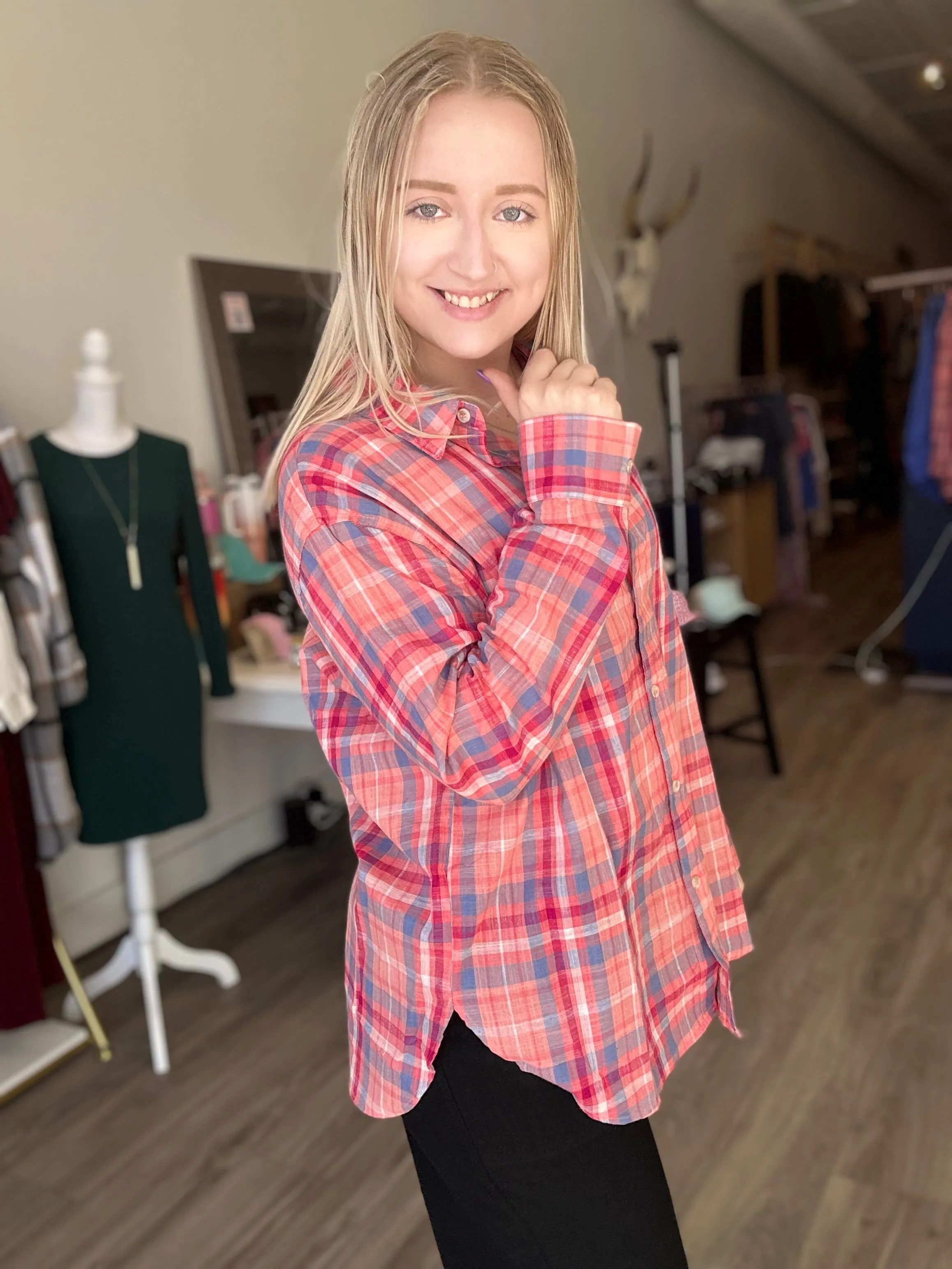 Pink Multi Button Up Shirt