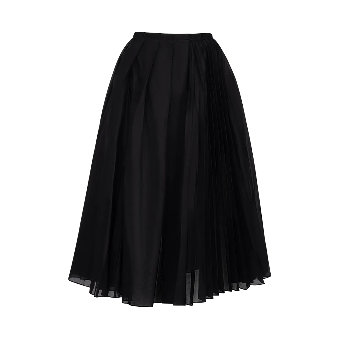 Pleated High Waist Midi Skirt