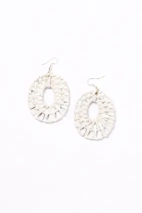 Raffia Woven Earrings in White