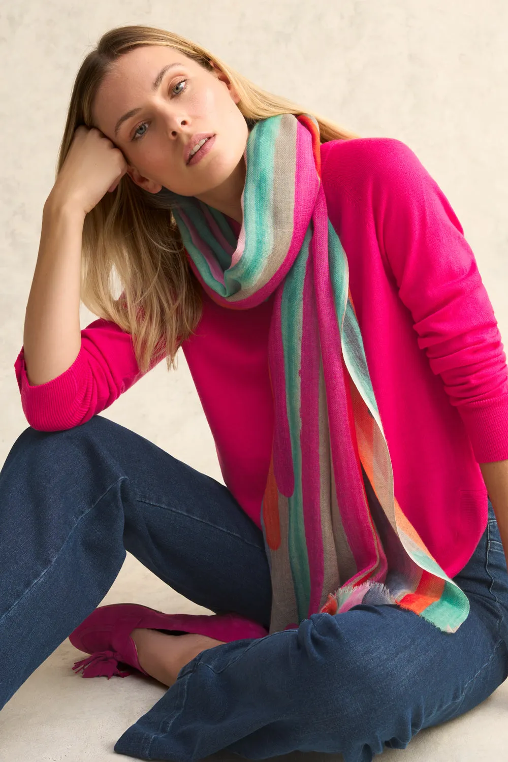 Rainbow Stripe Wool Scarf