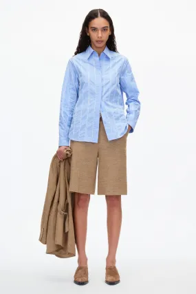 Relax Fit Poplin Shirt with Wave Embroidery