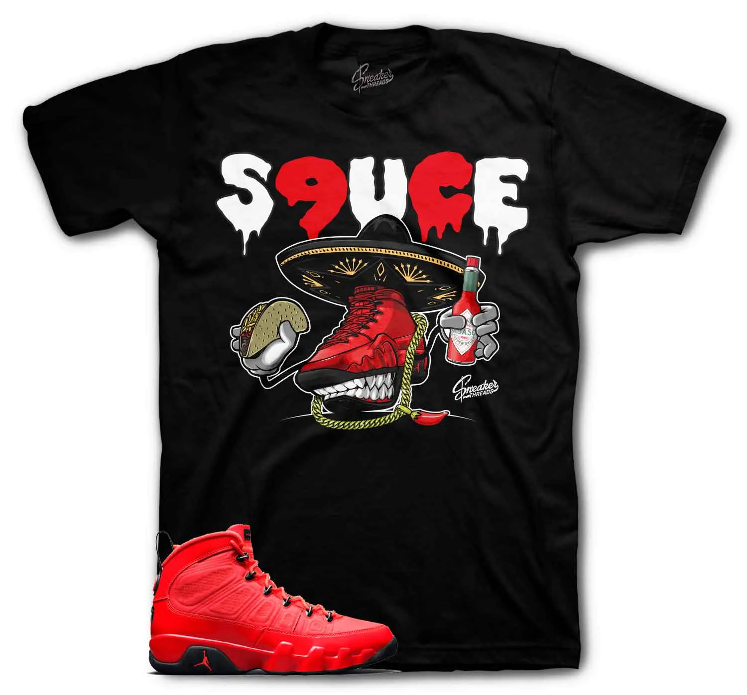 Retro 9 Chile Red Sauce Kicks Shirt