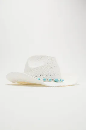 Ridining In Hawaii Cowboy Hat - White