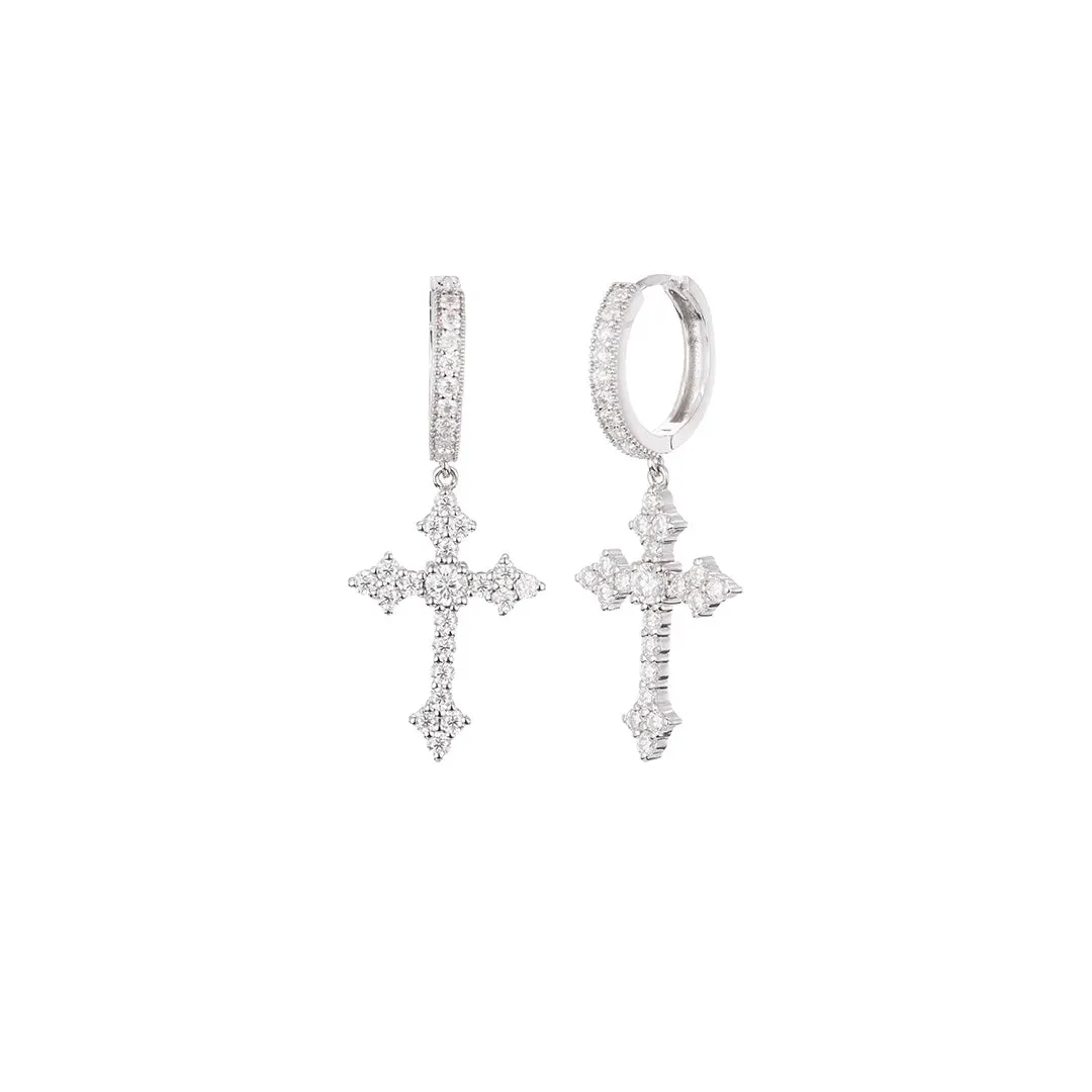 S925 Silver Moissanite Nova Cross Earrings