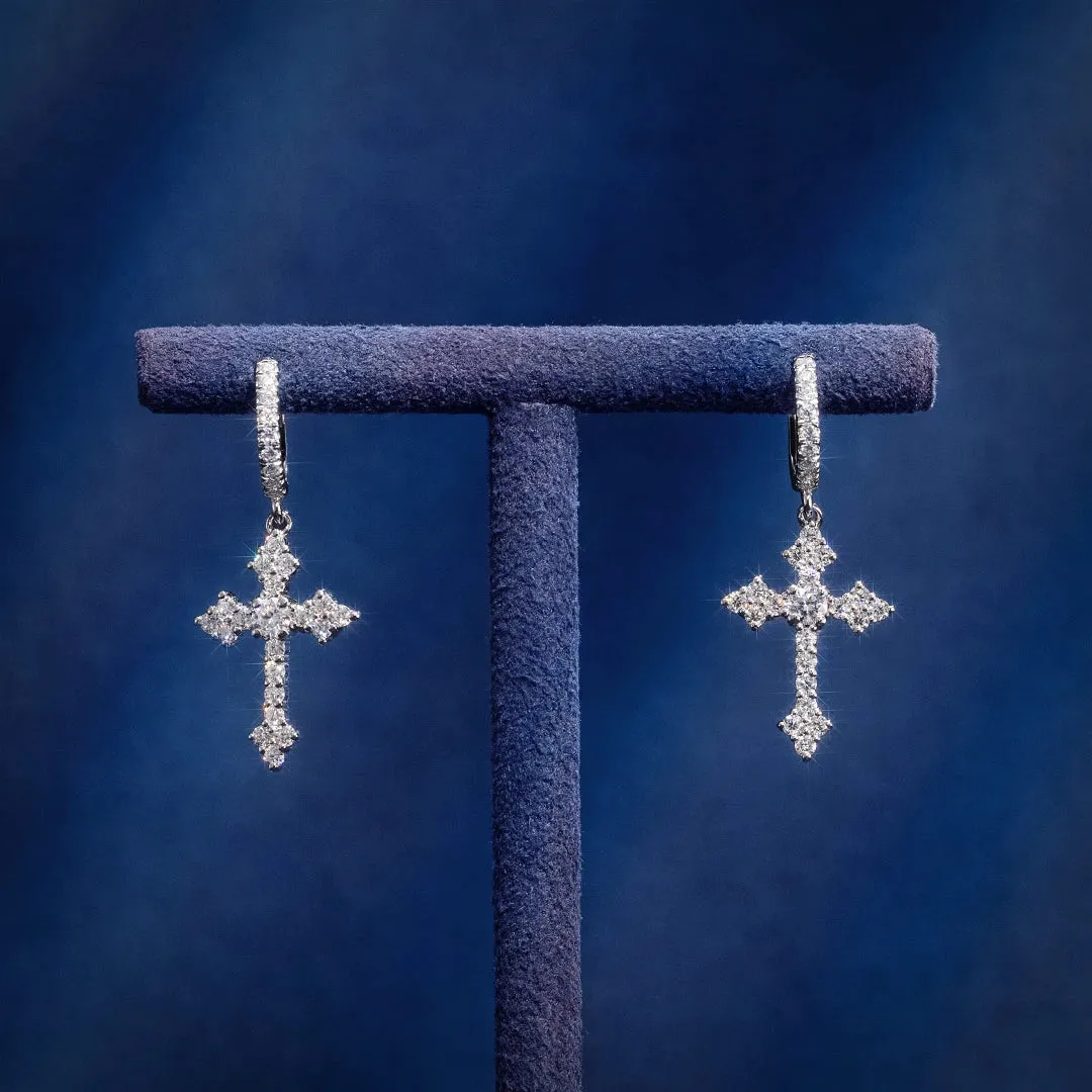 S925 Silver Moissanite Nova Cross Earrings