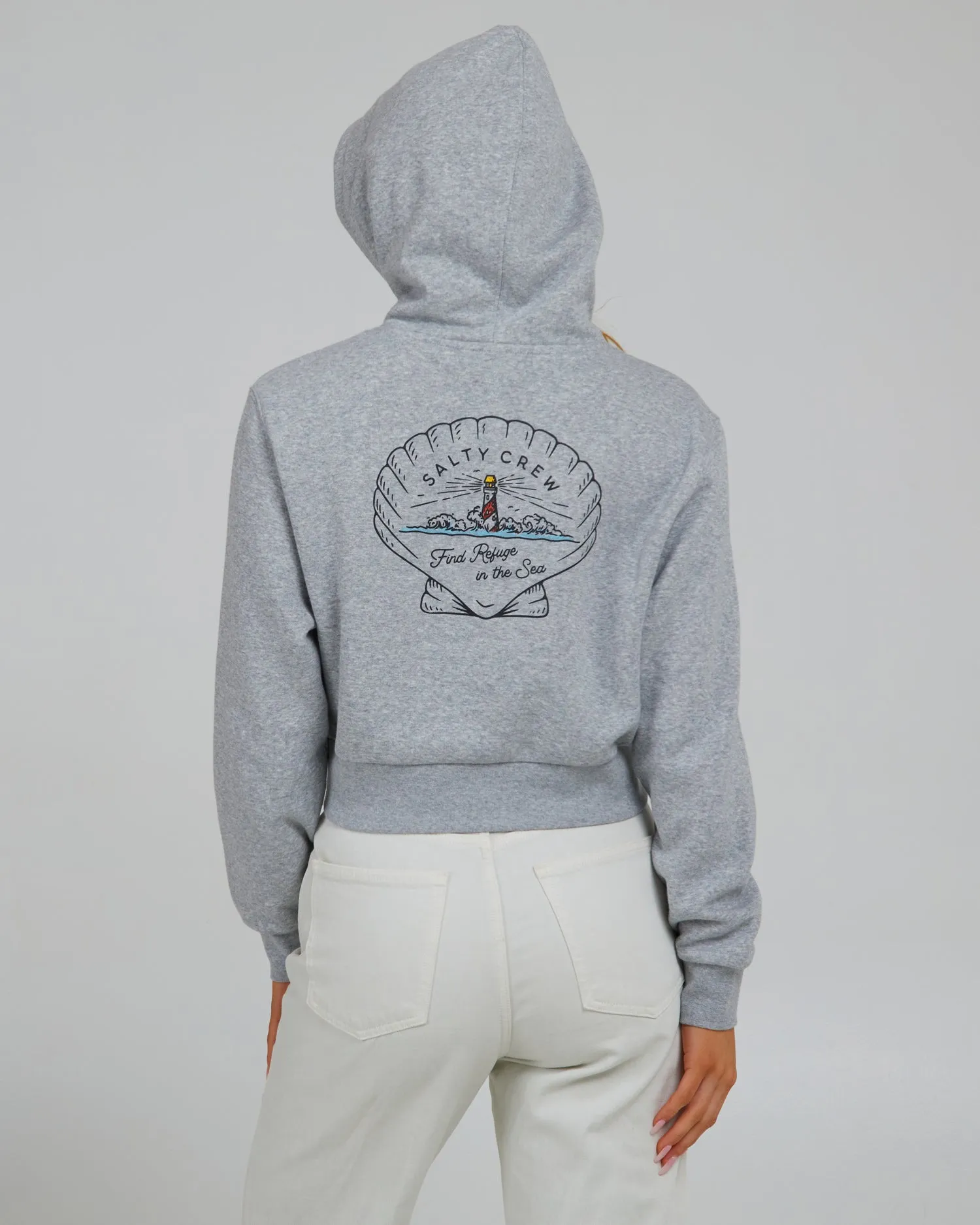 Scallop Heather Crop Hoody