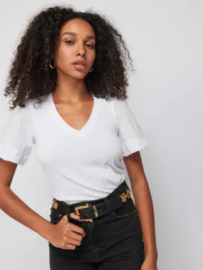 SEDONA TEE WITH POPLIN SLEEVES - NATION