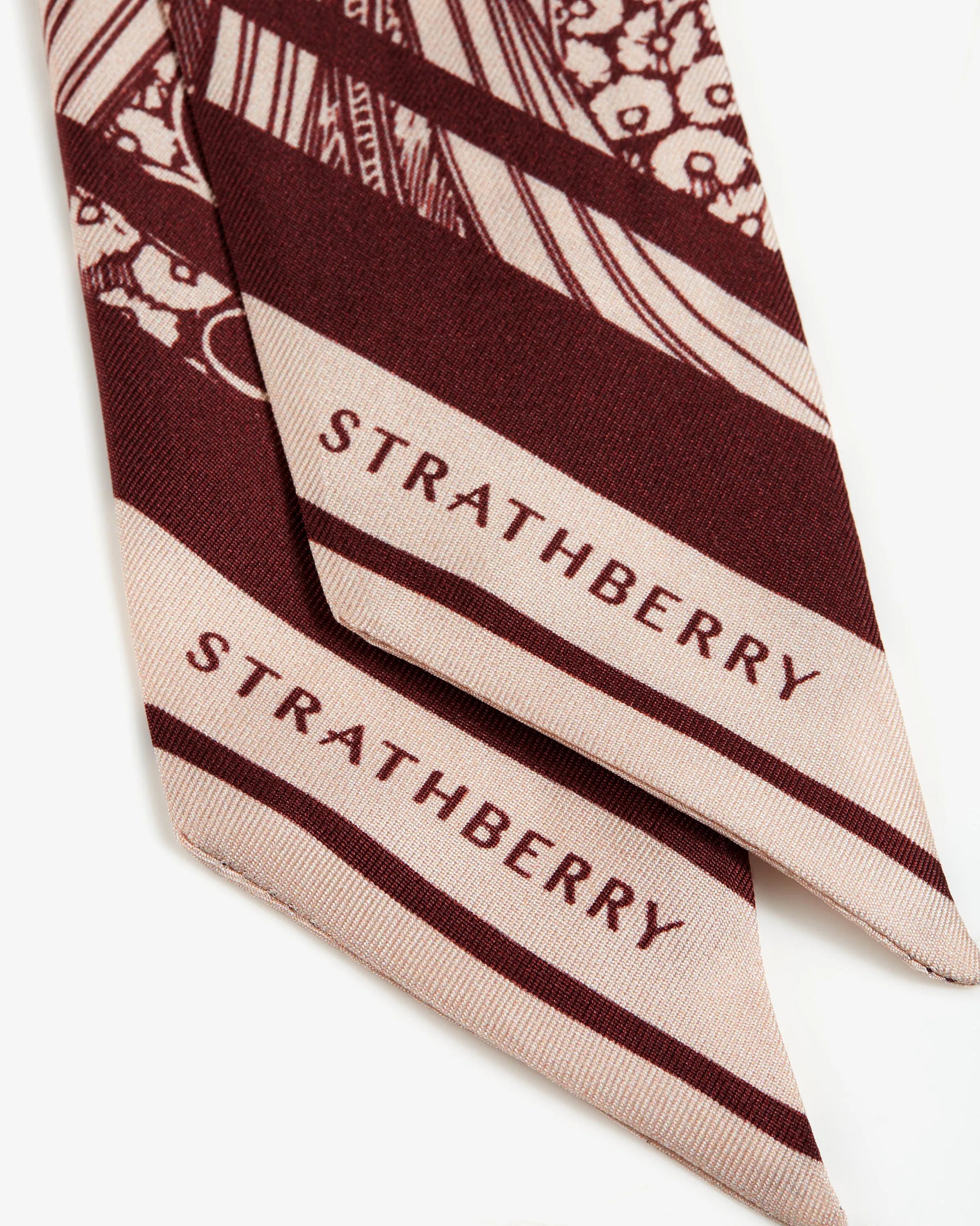 Silk Skinny Scarf - Wallpaper Pink/Burgundy