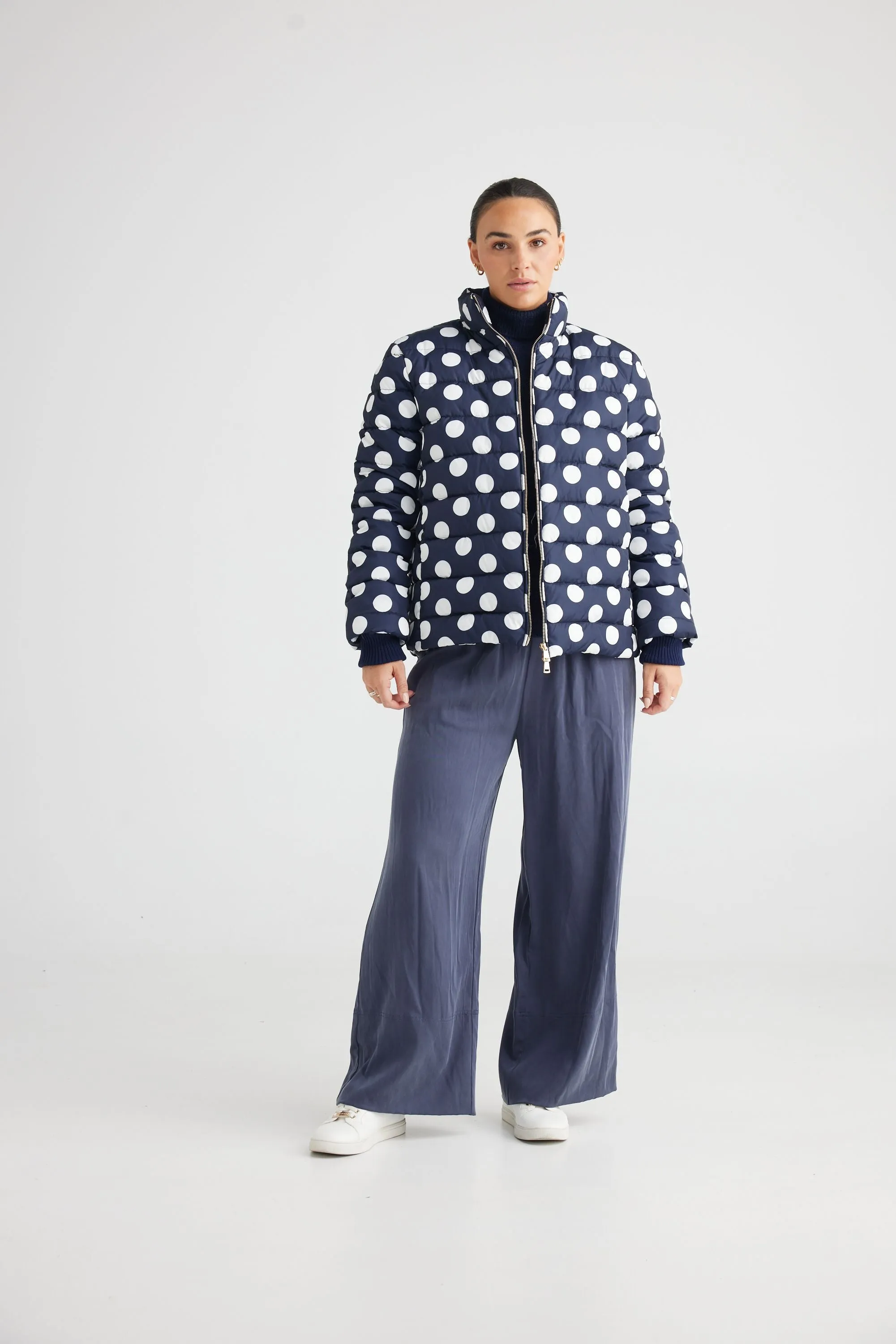 Sillian Puffer Jacket (Navy Spot)