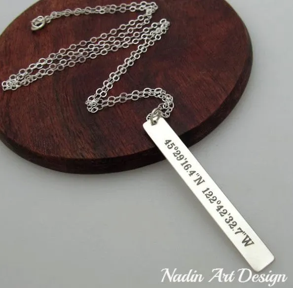 Silver GPS Location Necklace