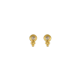 Small Diamond Lentil-Shaped Bulla Earrings