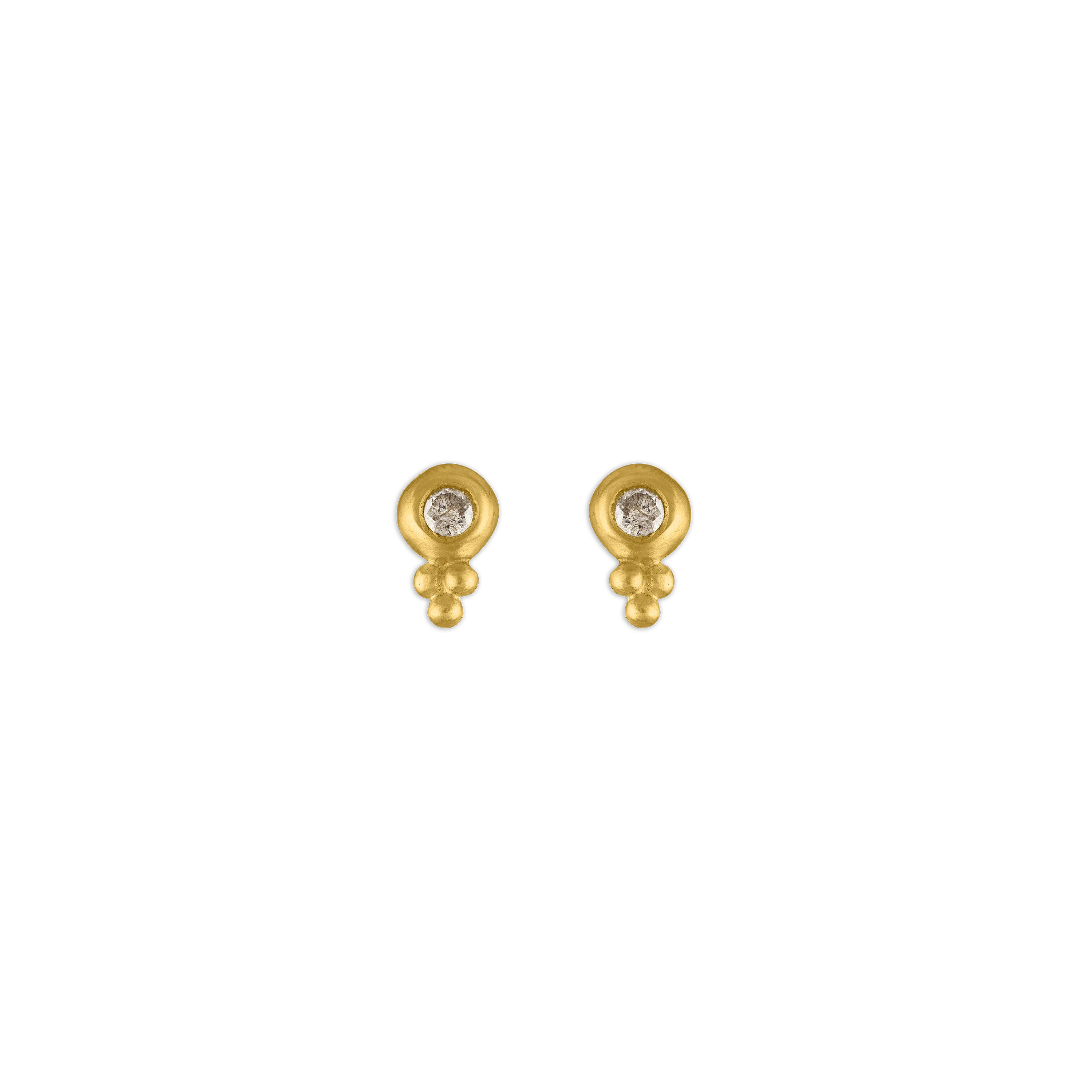 Small Diamond Lentil-Shaped Bulla Earrings