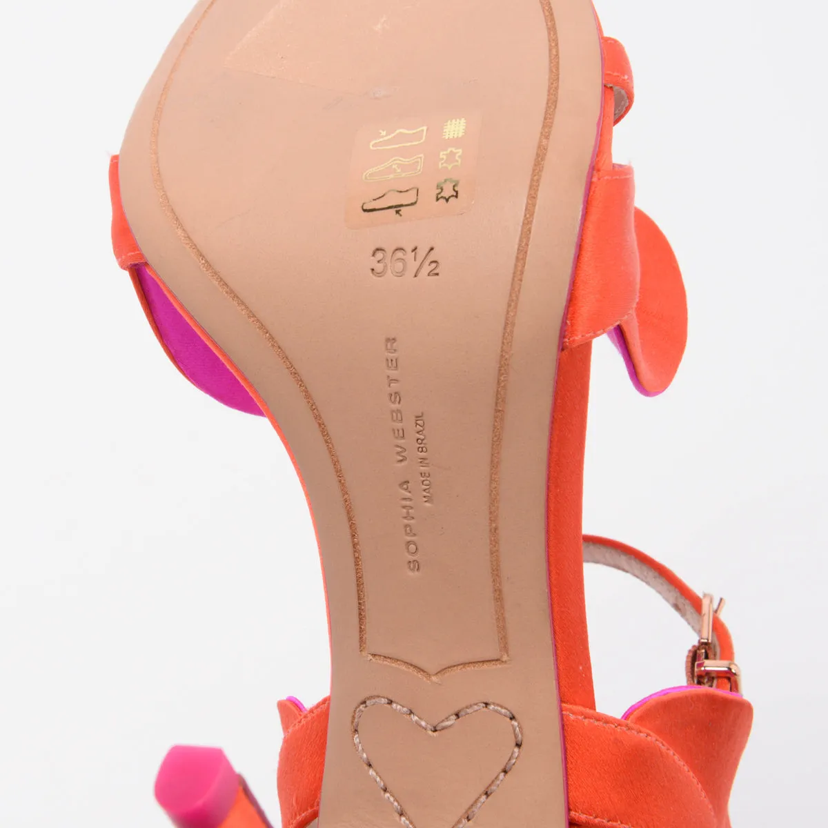 Sophia Webster Orange & Pink Satin Ruffle Lucia Sandals 36.5