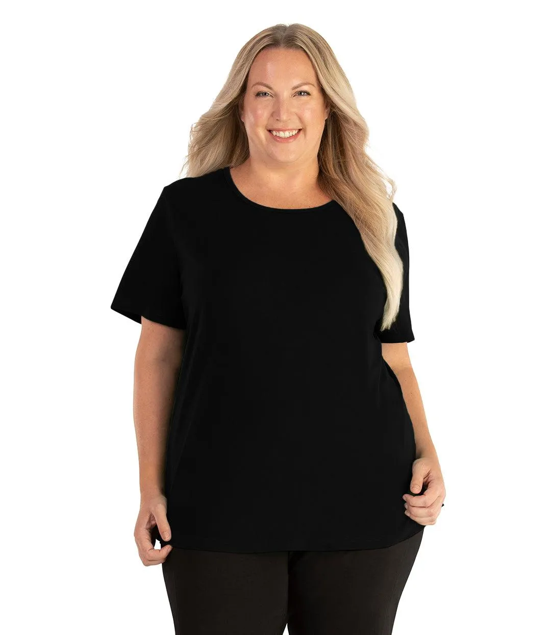 Stretch Naturals Lite Short Sleeve Scoop Neck Top Basic Colors