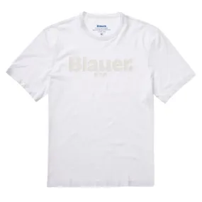 T-shirt Uomo Logo Blauer Bianco