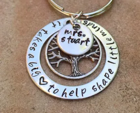 Teacher Gift, It Takes A Big Heart To Help Shape Little Minds, teacher gift, teacher appreciation, teacher key chain, teacher thank you gift