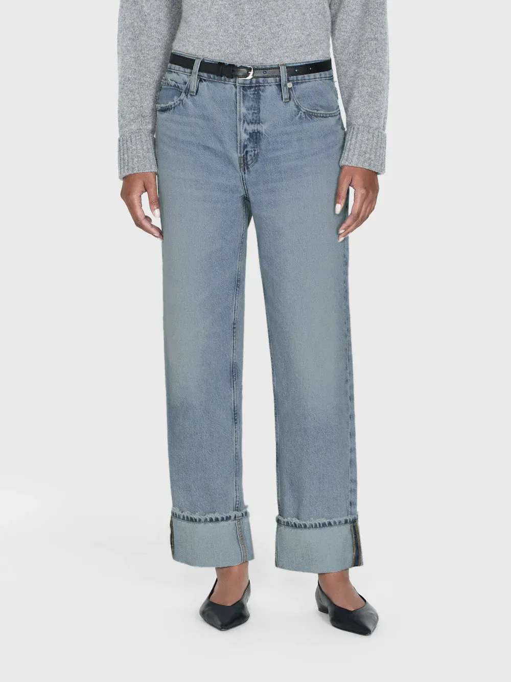 The Slouchy Straight Wide Cuff Jean