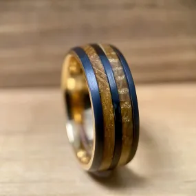 “The Whiskey” Tungsten Ring With Reclaimed Bourbon Whiskey Barrel Wood And Rose Gold Color