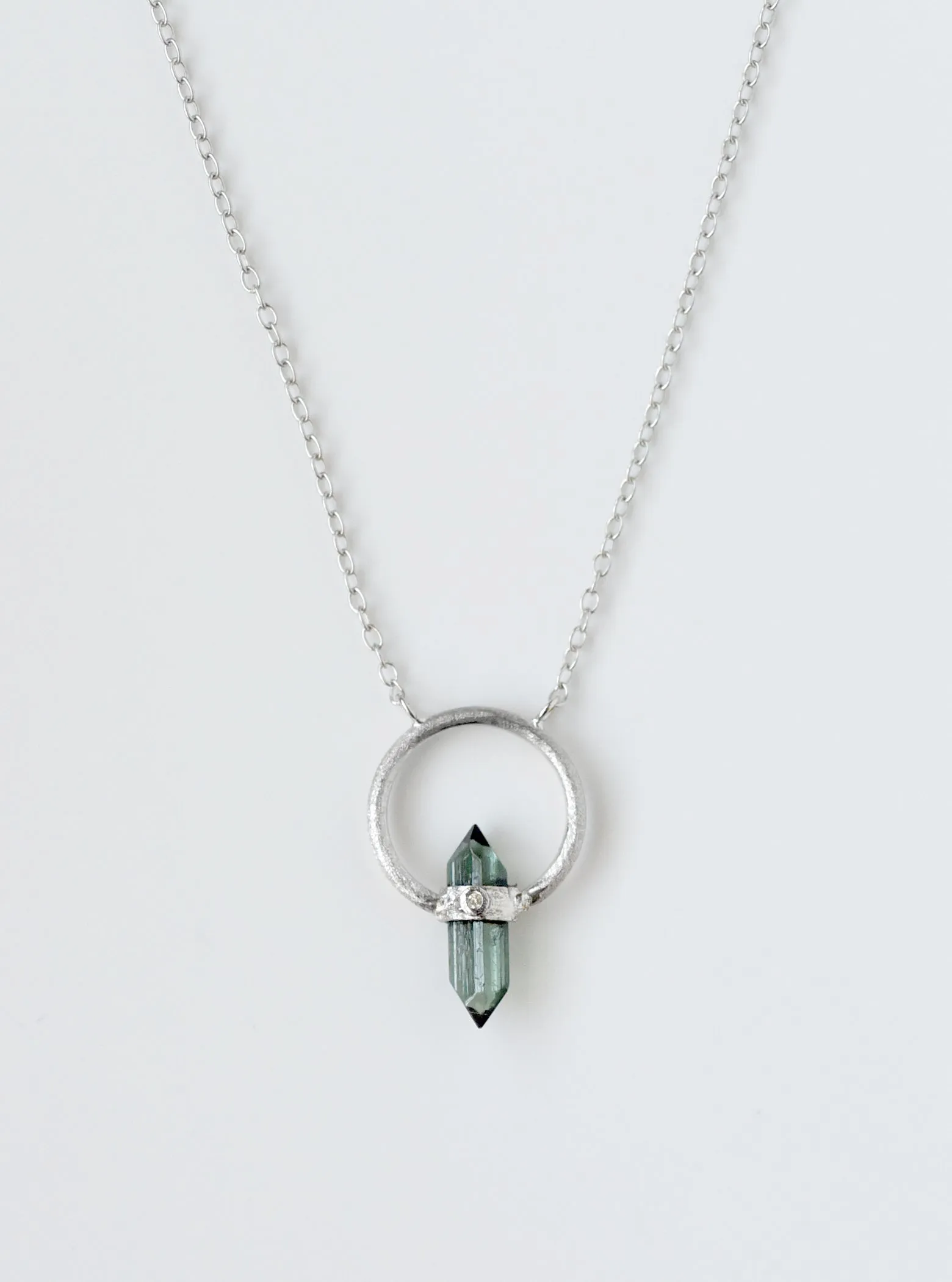 Tourmaline Halo Necklace with Diamond