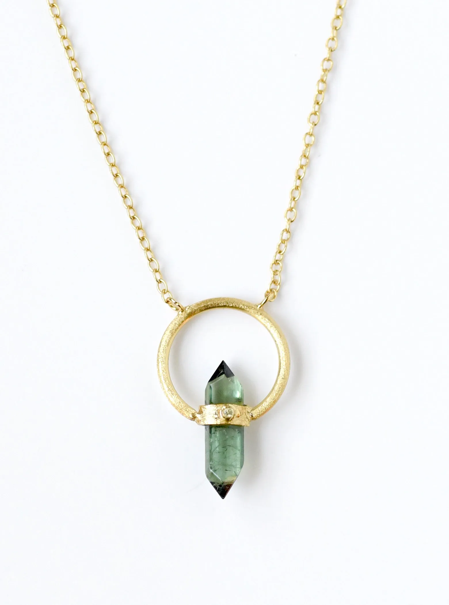 Tourmaline Halo Necklace with Diamond