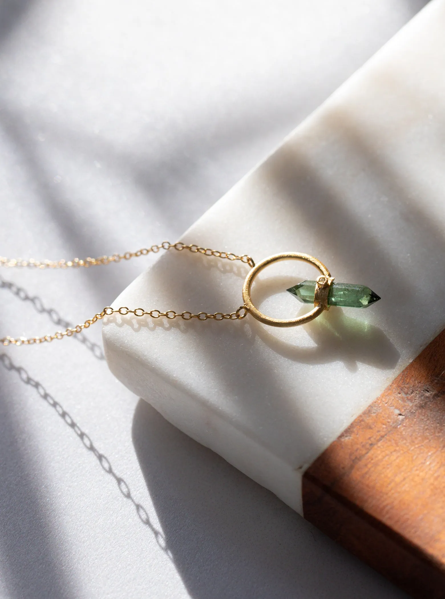 Tourmaline Halo Necklace with Diamond