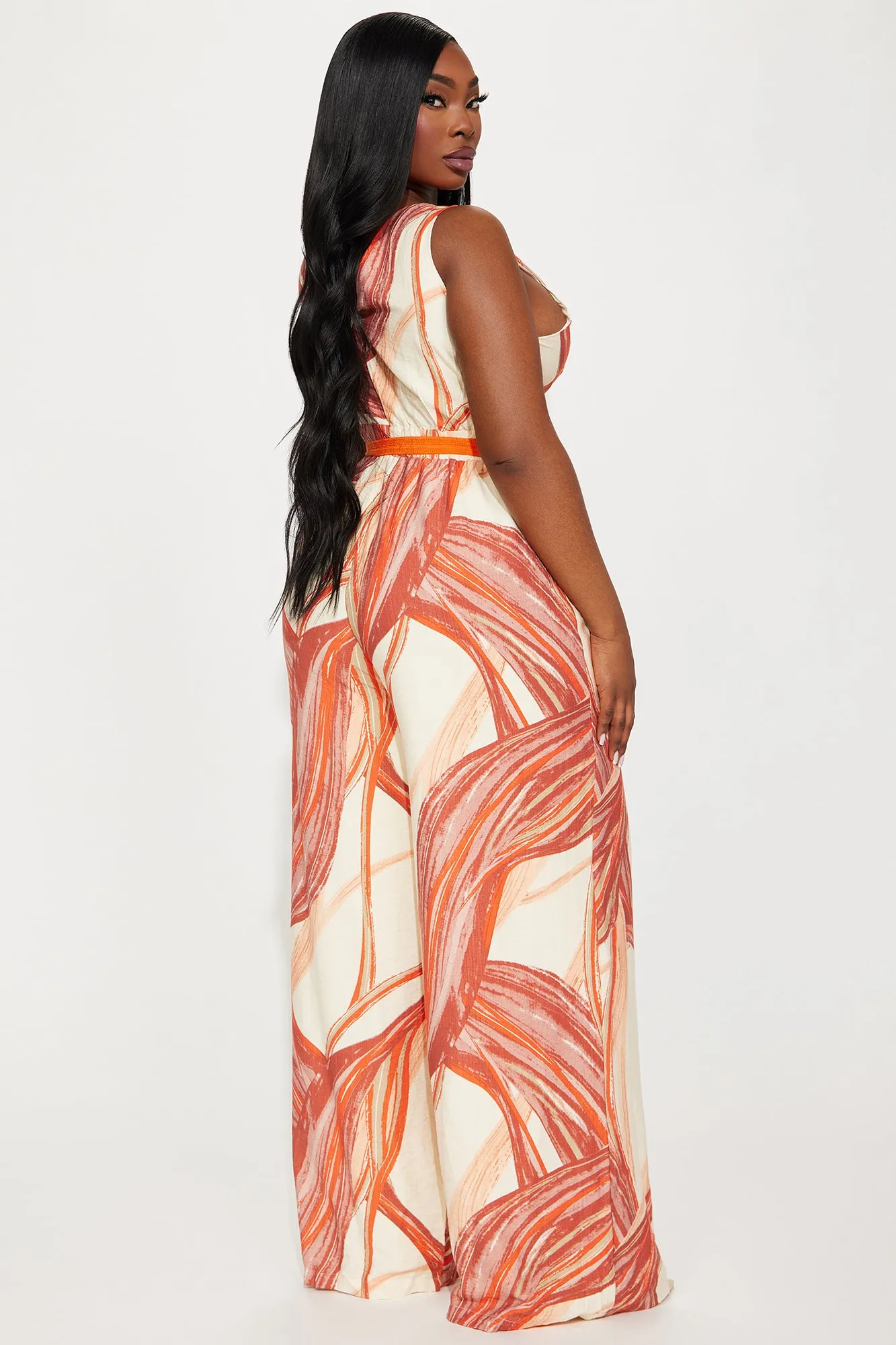 Tropical Sand Jumpsuit  - Orange/combo