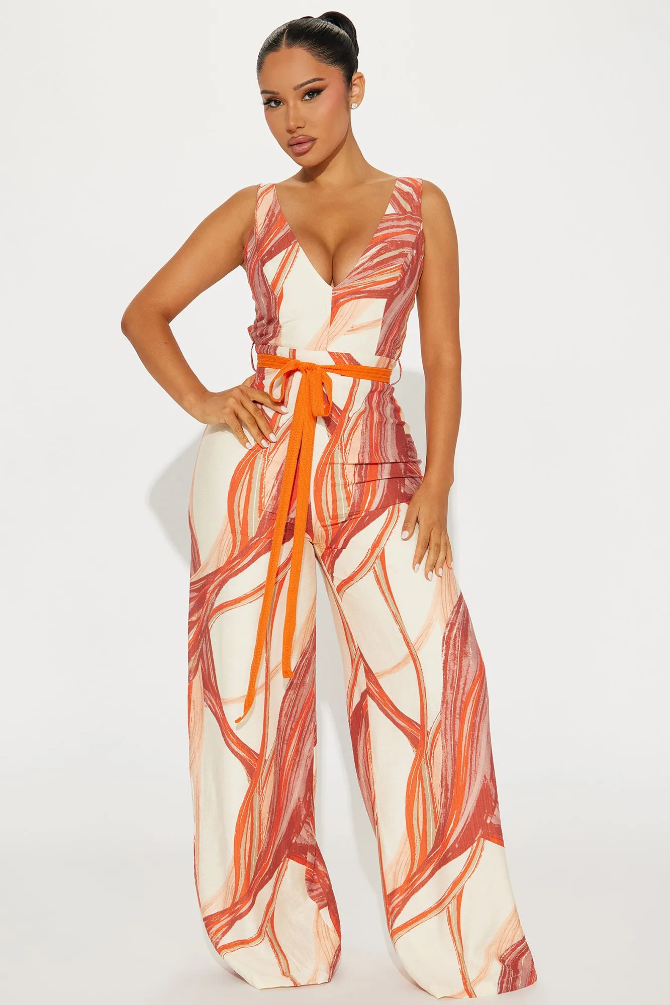 Tropical Sand Jumpsuit  - Orange/combo