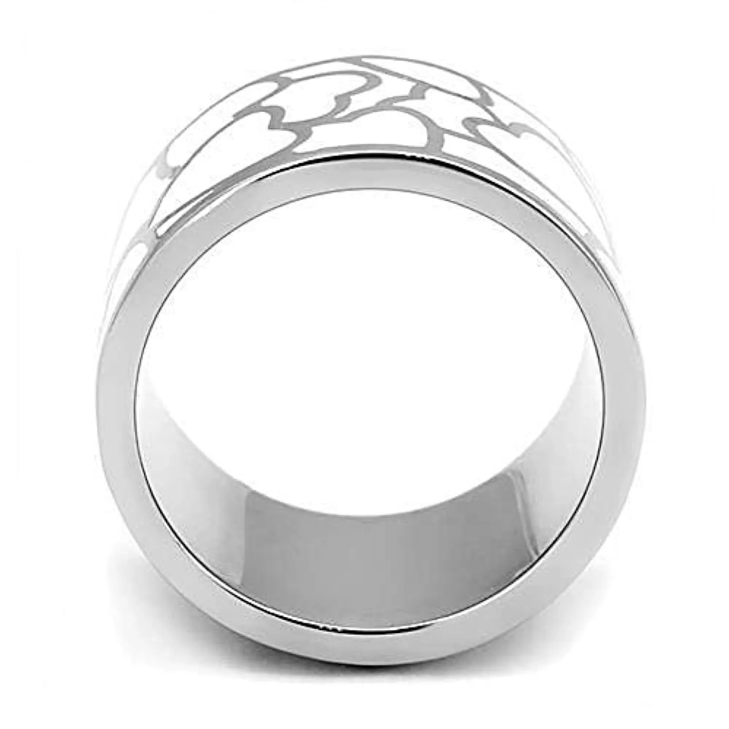 WildKlass Stainless Steel Ring High Polished Women Epoxy White