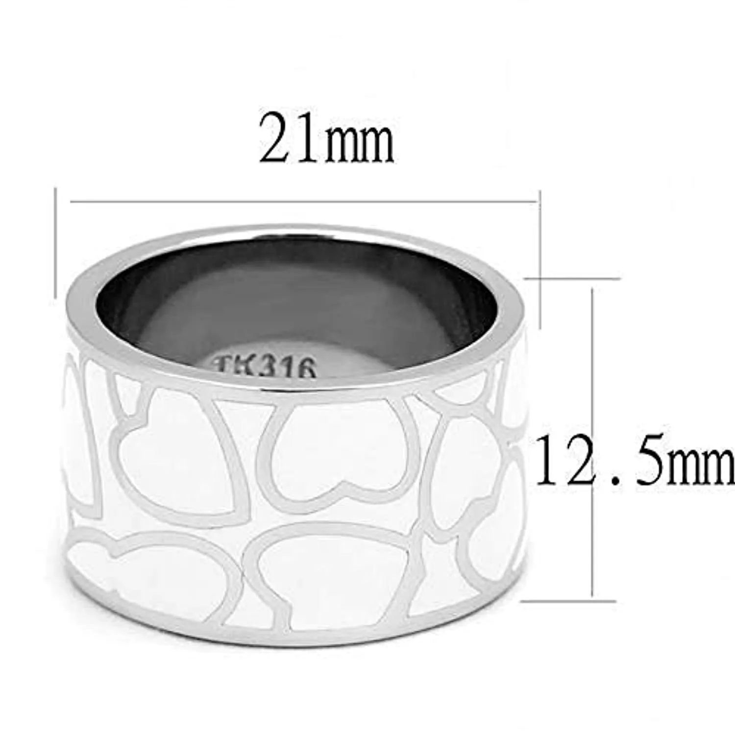 WildKlass Stainless Steel Ring High Polished Women Epoxy White