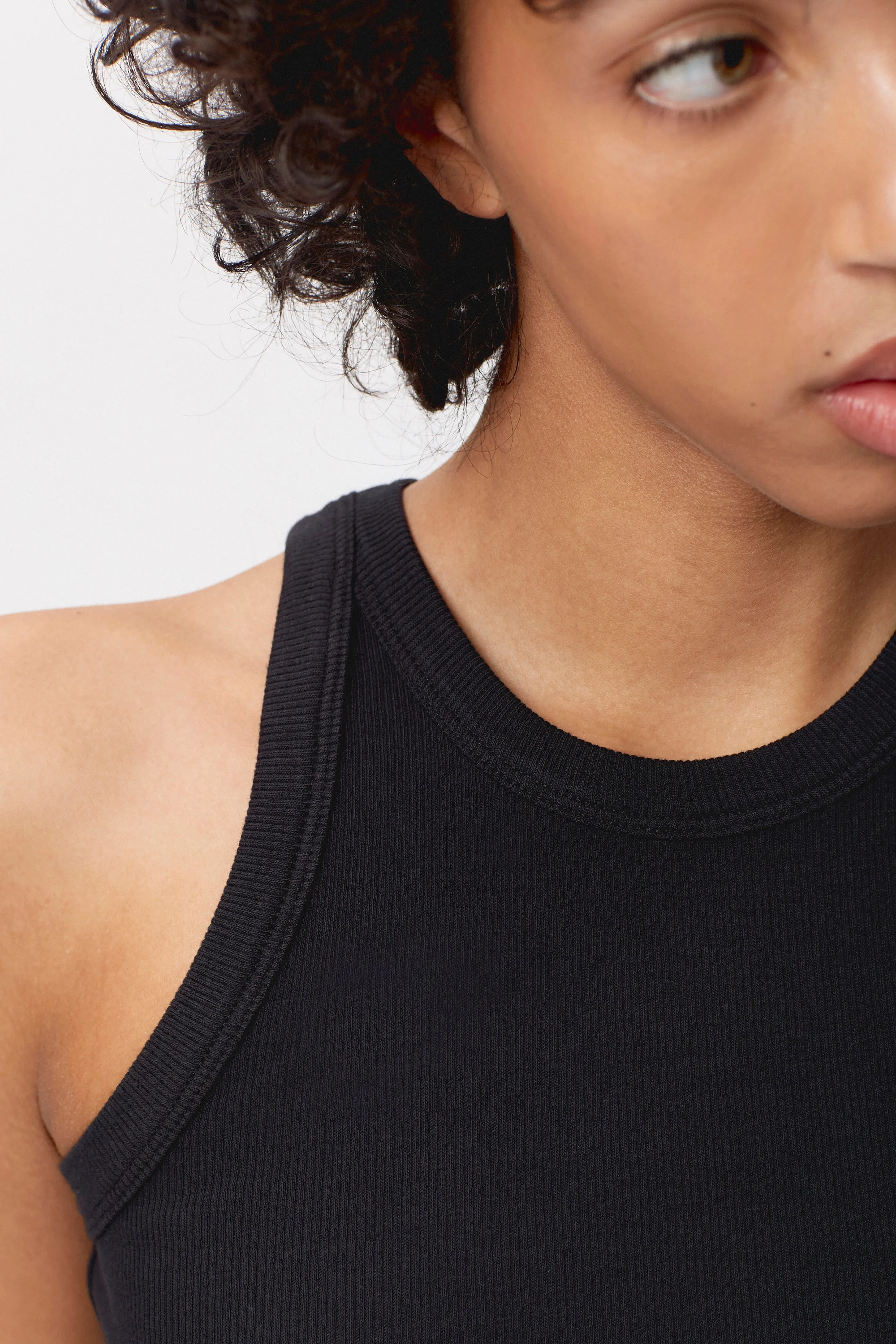 Women's Crop Racer Tank in Black