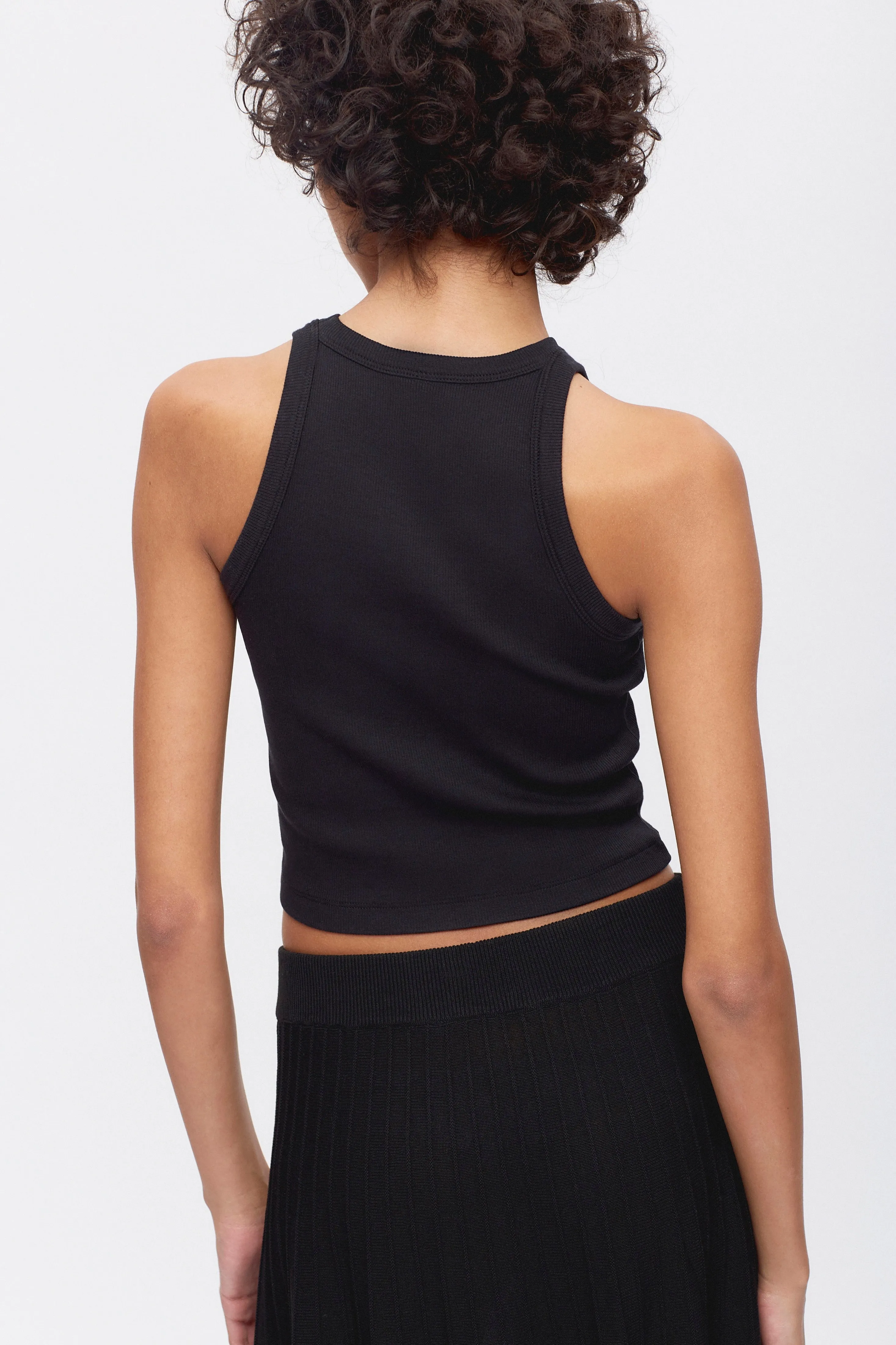 Women's Crop Racer Tank in Black