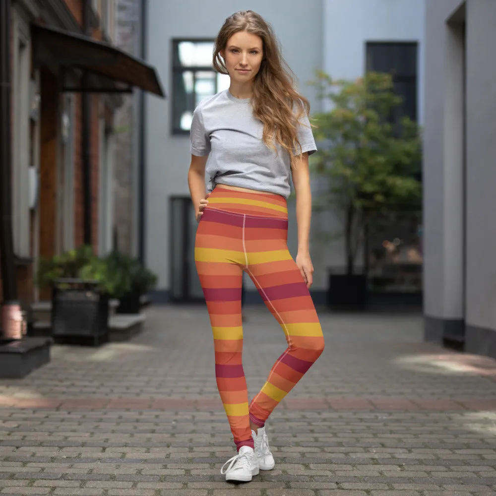 Women's High Waist Plus Size Striped Autumn Leggings Tights